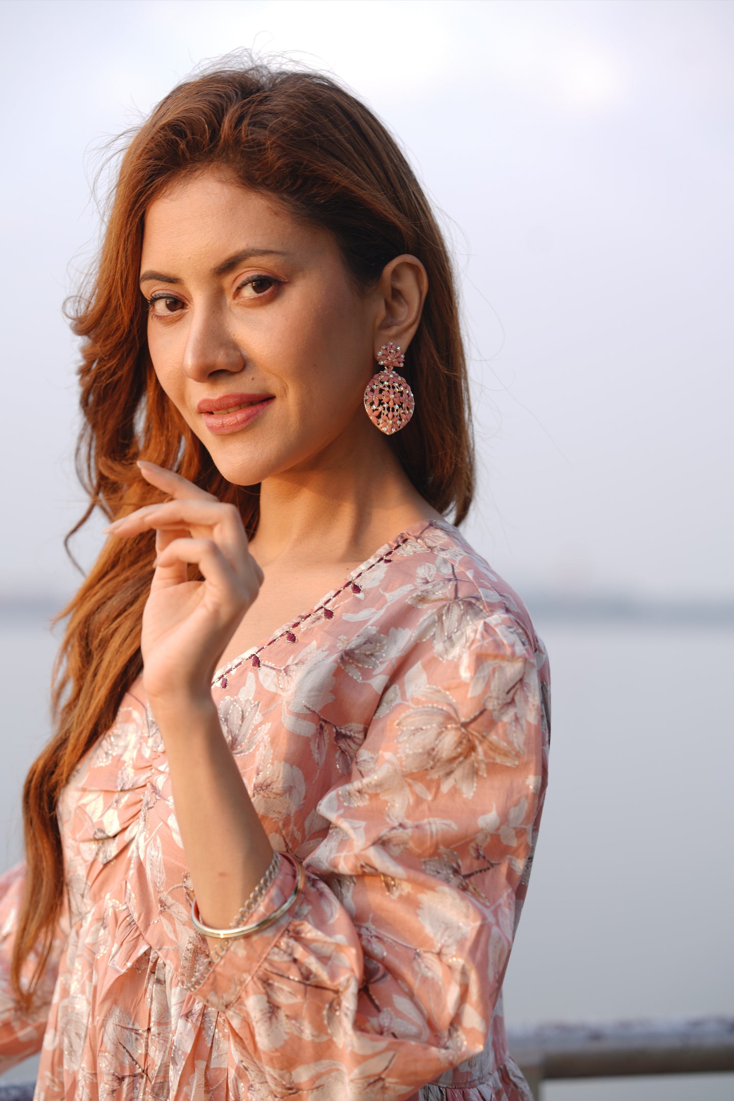 Salmon Pink Mul Mul Cotton Dress