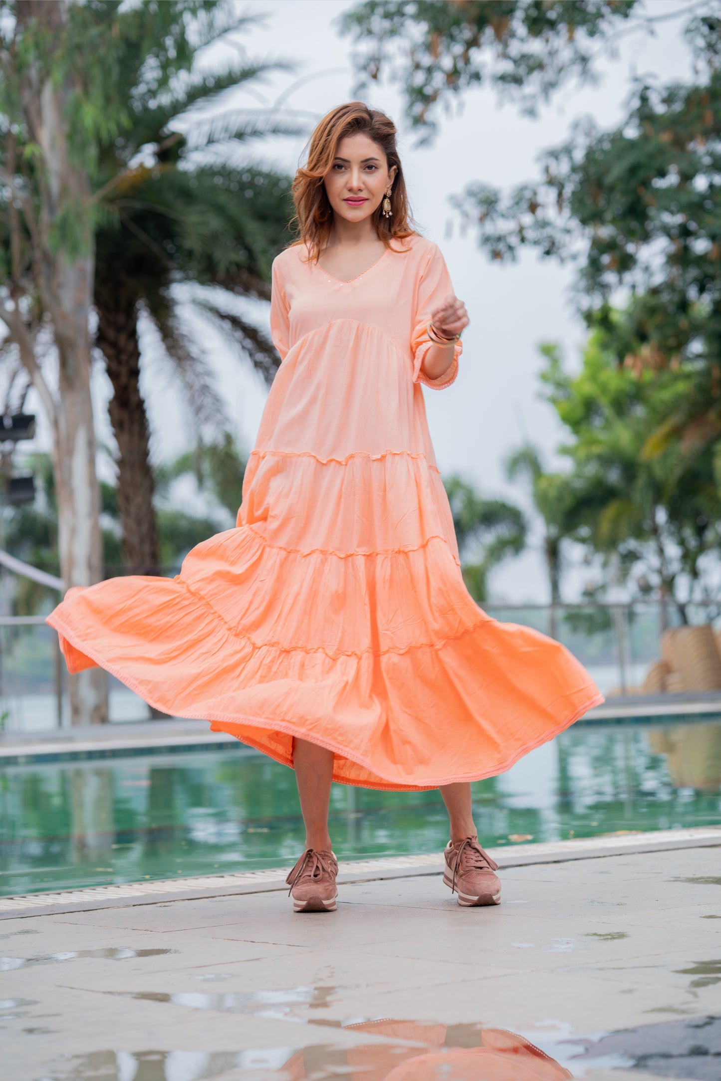 Peach Ombre Premium Cotton Dress