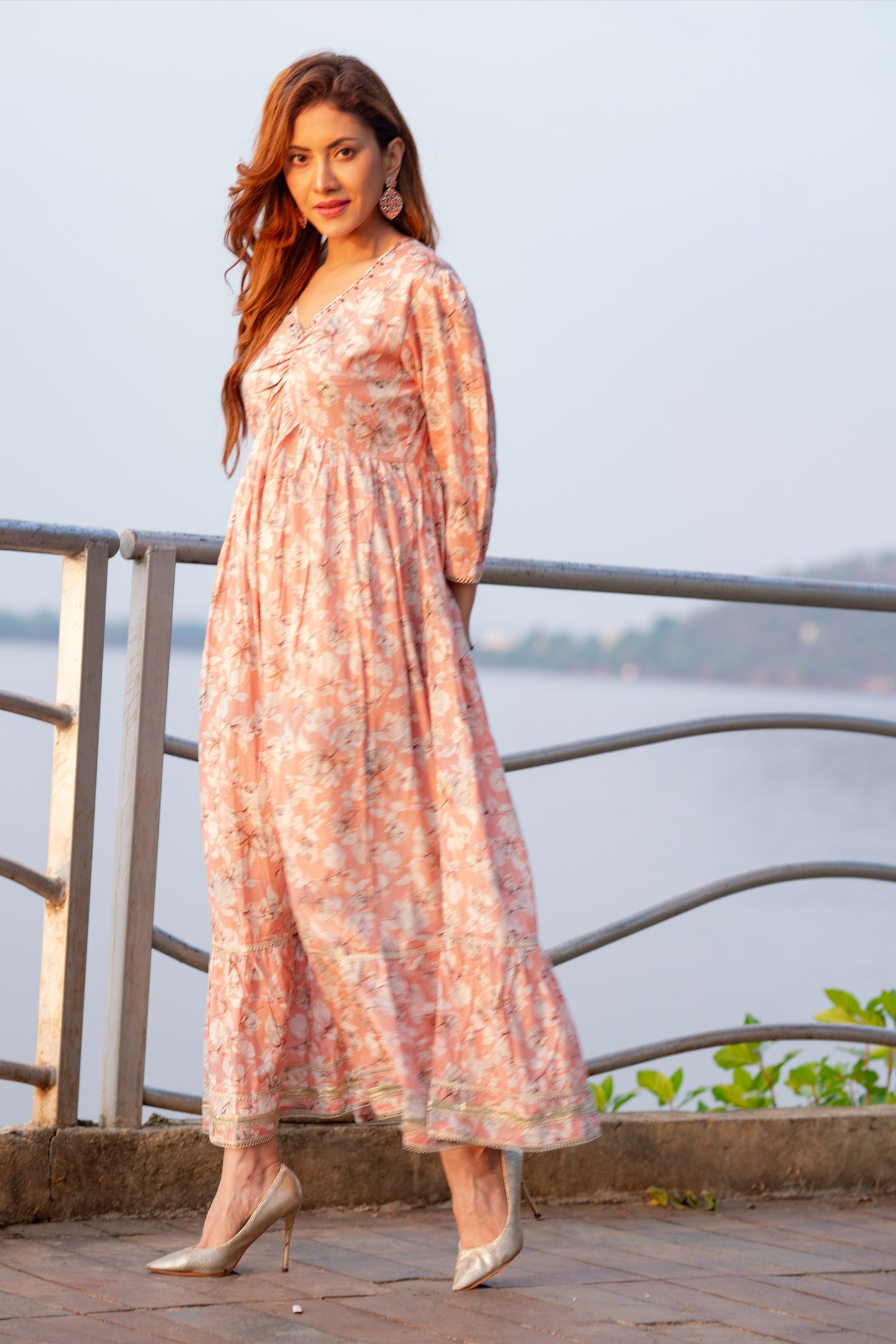 Salmon Pink Mul Mul Cotton Dress