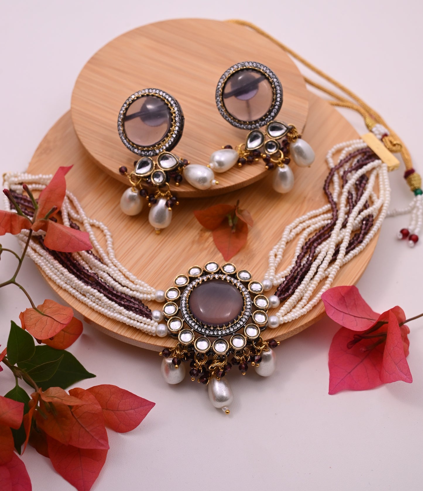 Kundan Pearl Classic Tassel Choker