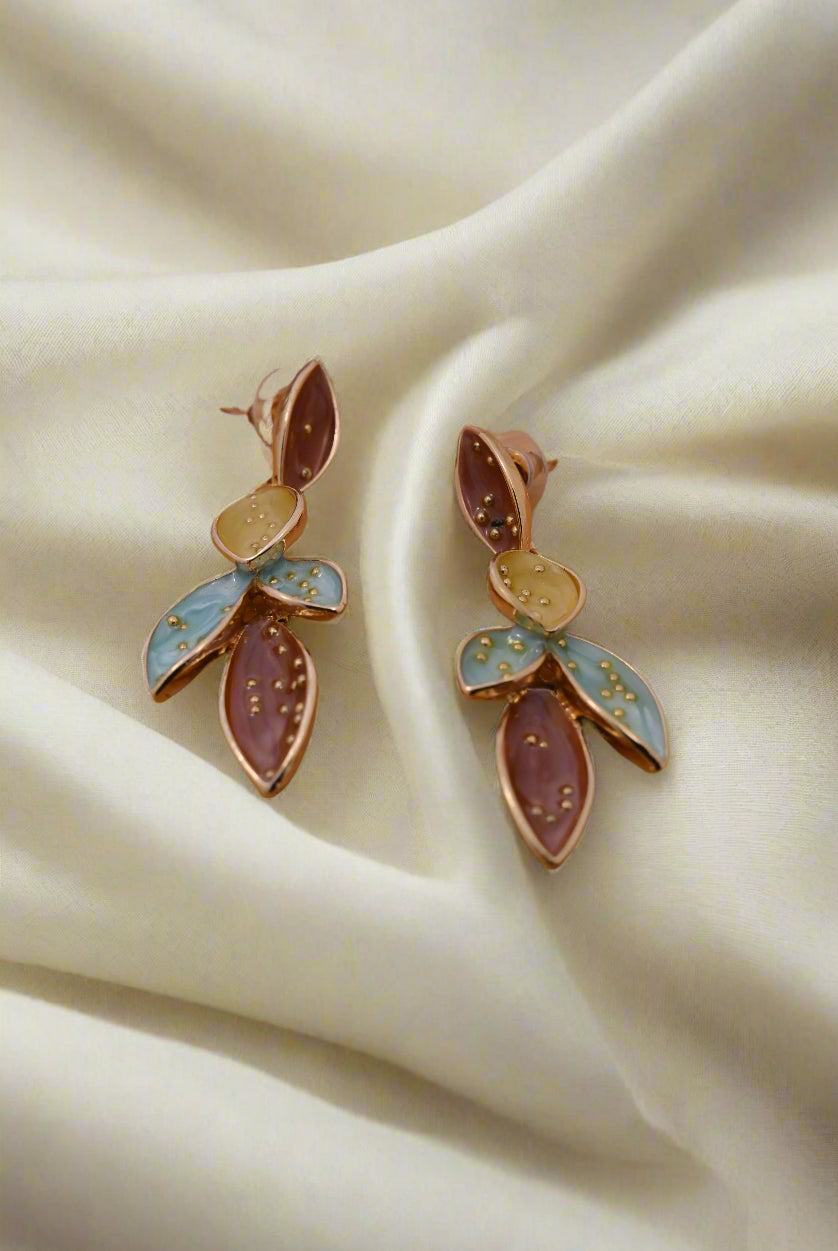 Premium Rose Gold Plated Enamel Pendant Chain Set