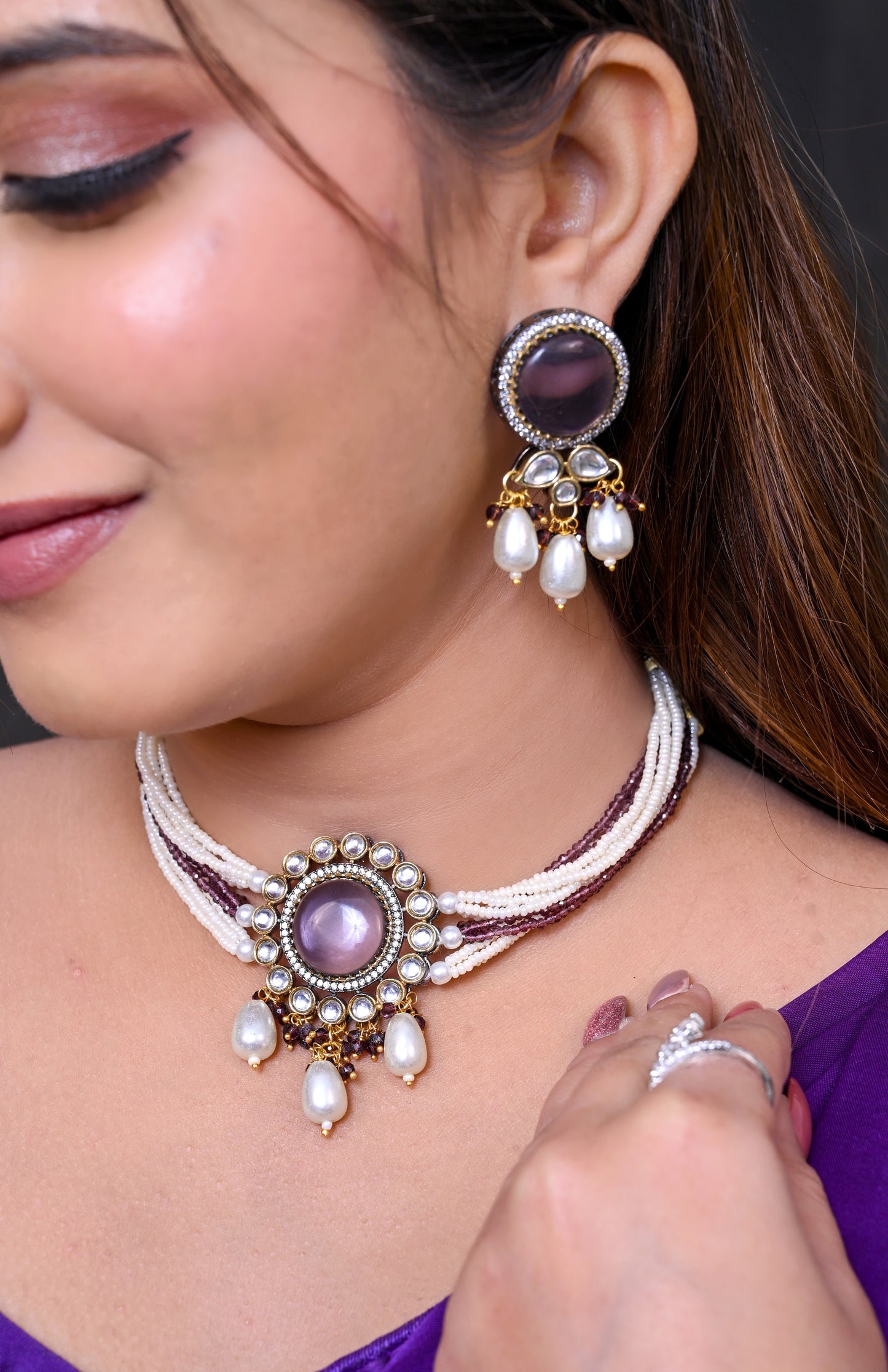Kundan Pearl Classic Tassel Choker