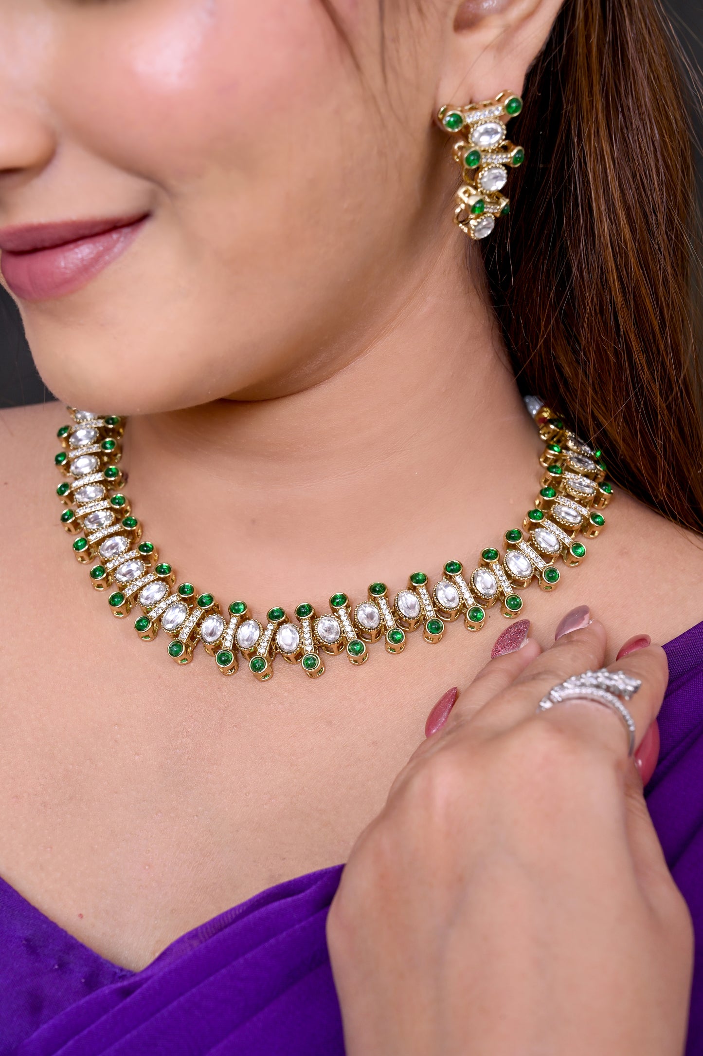Antique Moissanite CZ Statement Necklace Set