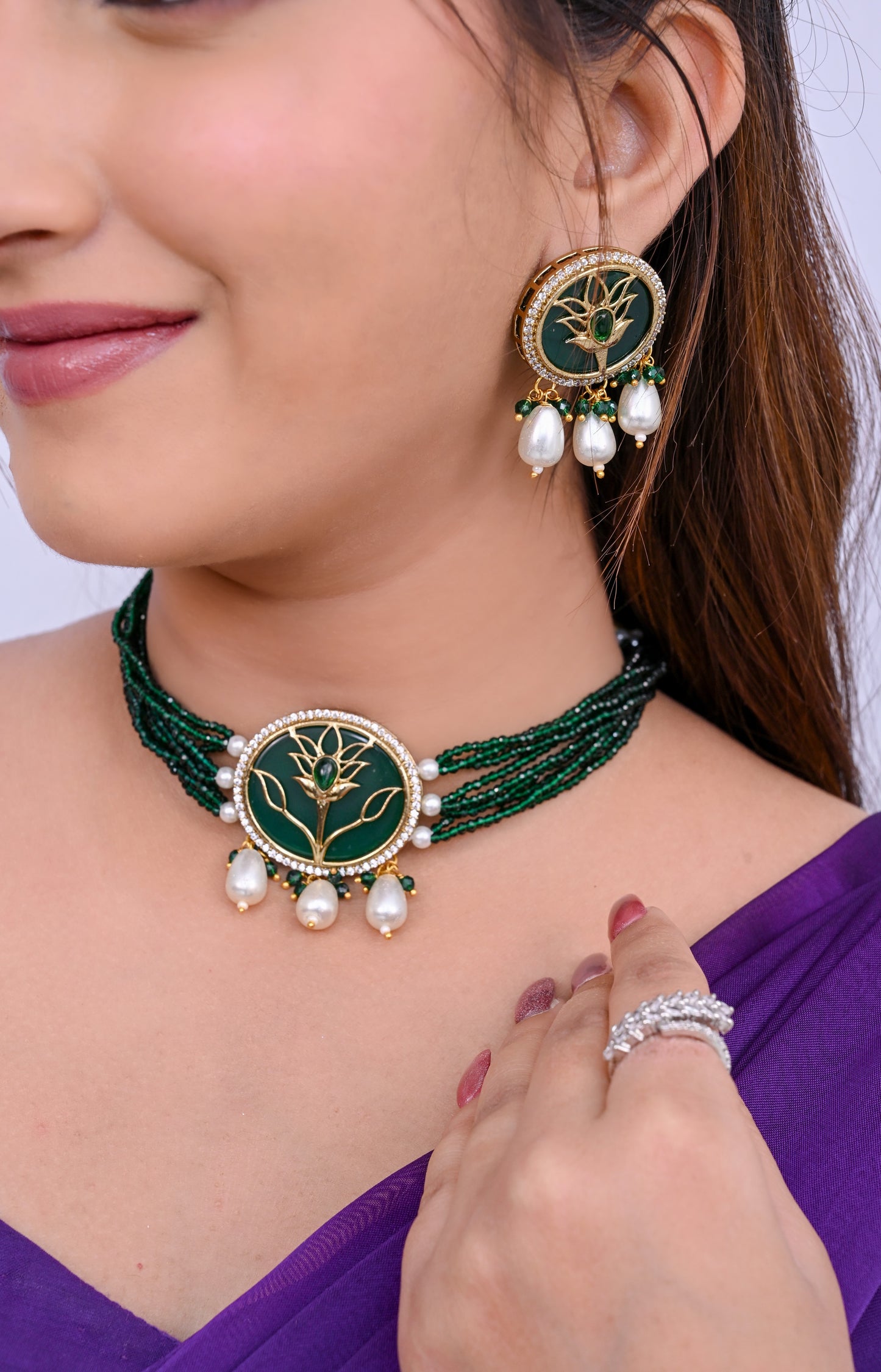 Antique Doublet Stone Choker Necklace Set