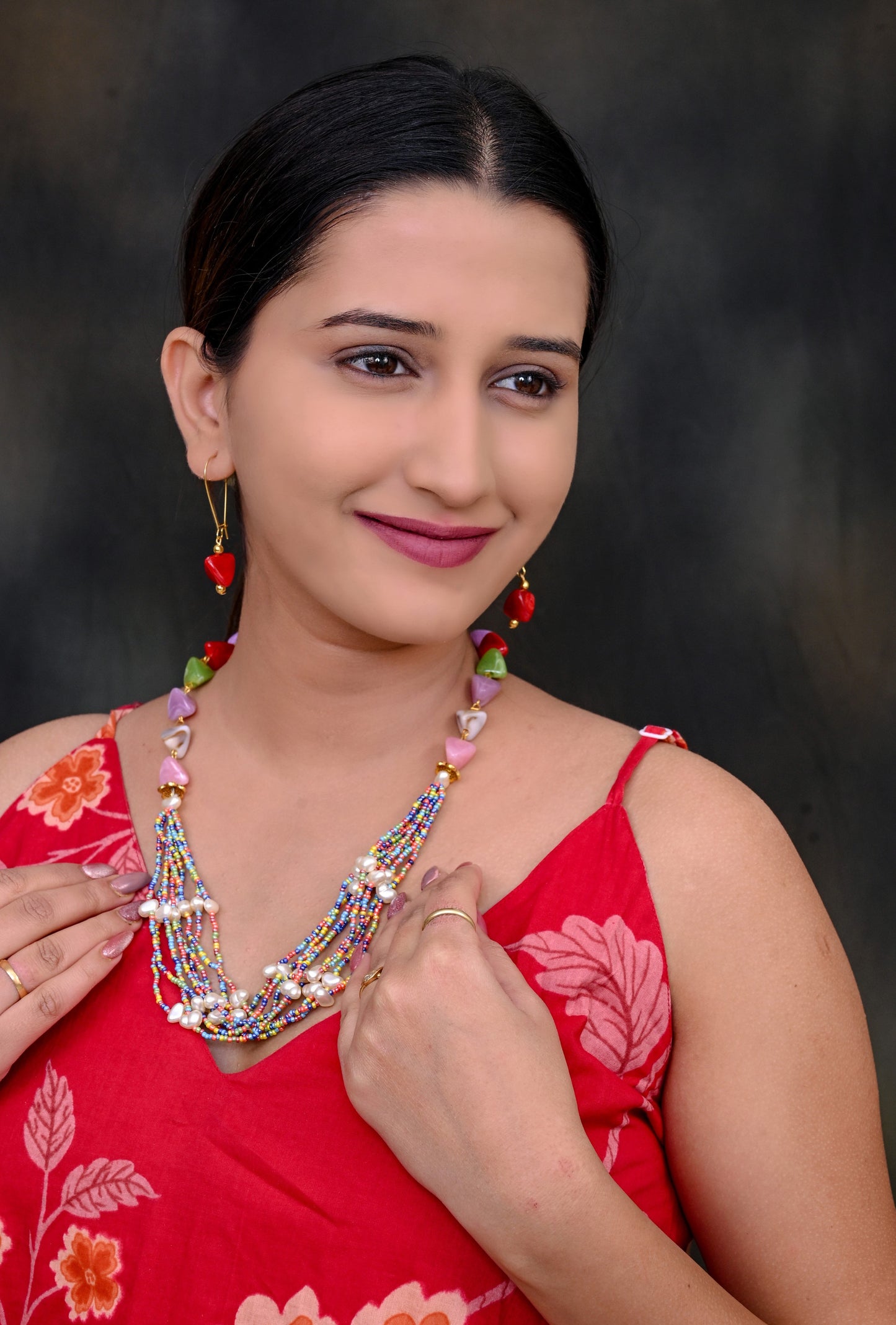 Assorted Beads Multi Stand Necklace Set