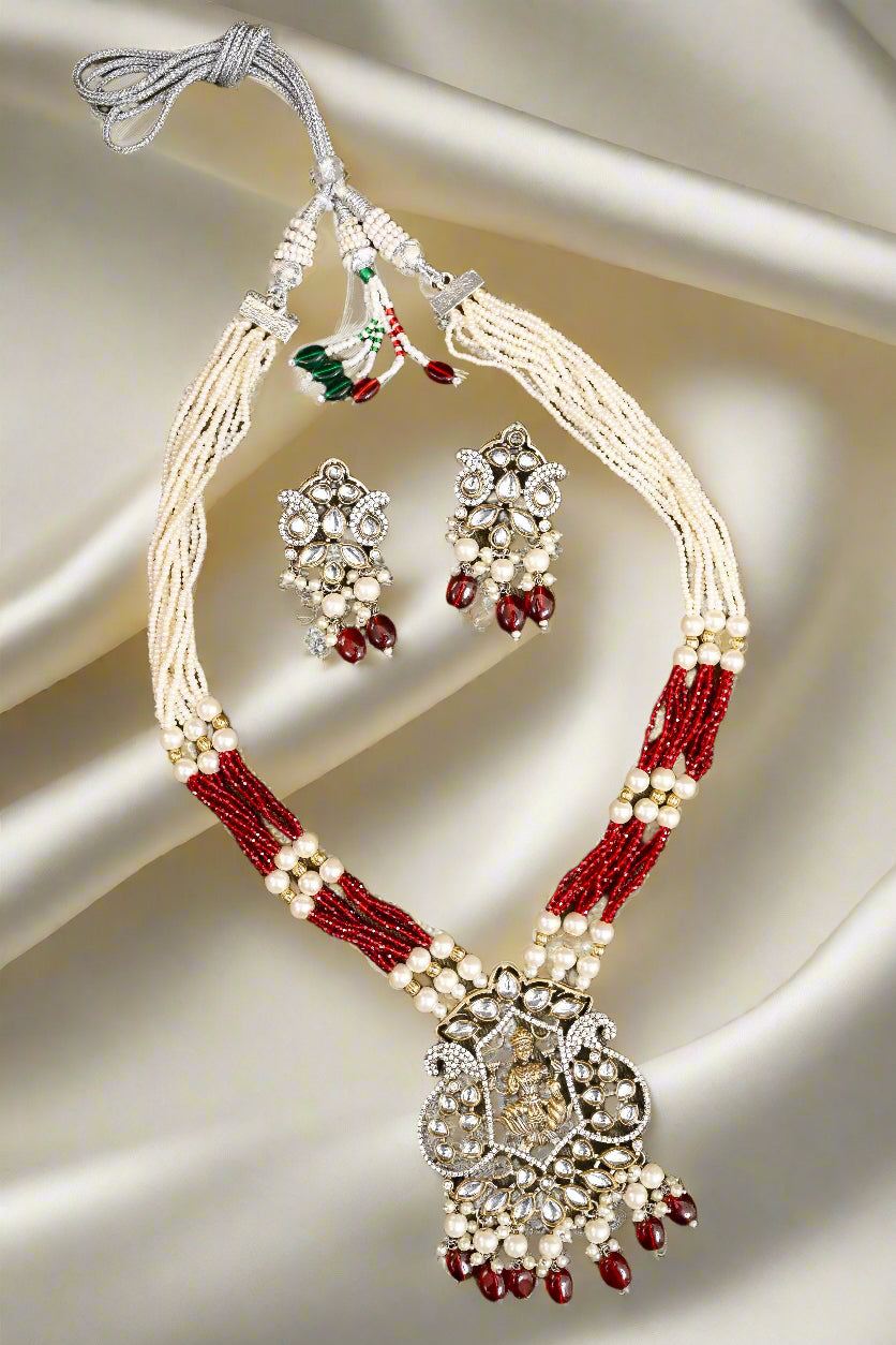 Statement Pearl Laxmi Kundan Necklace Set