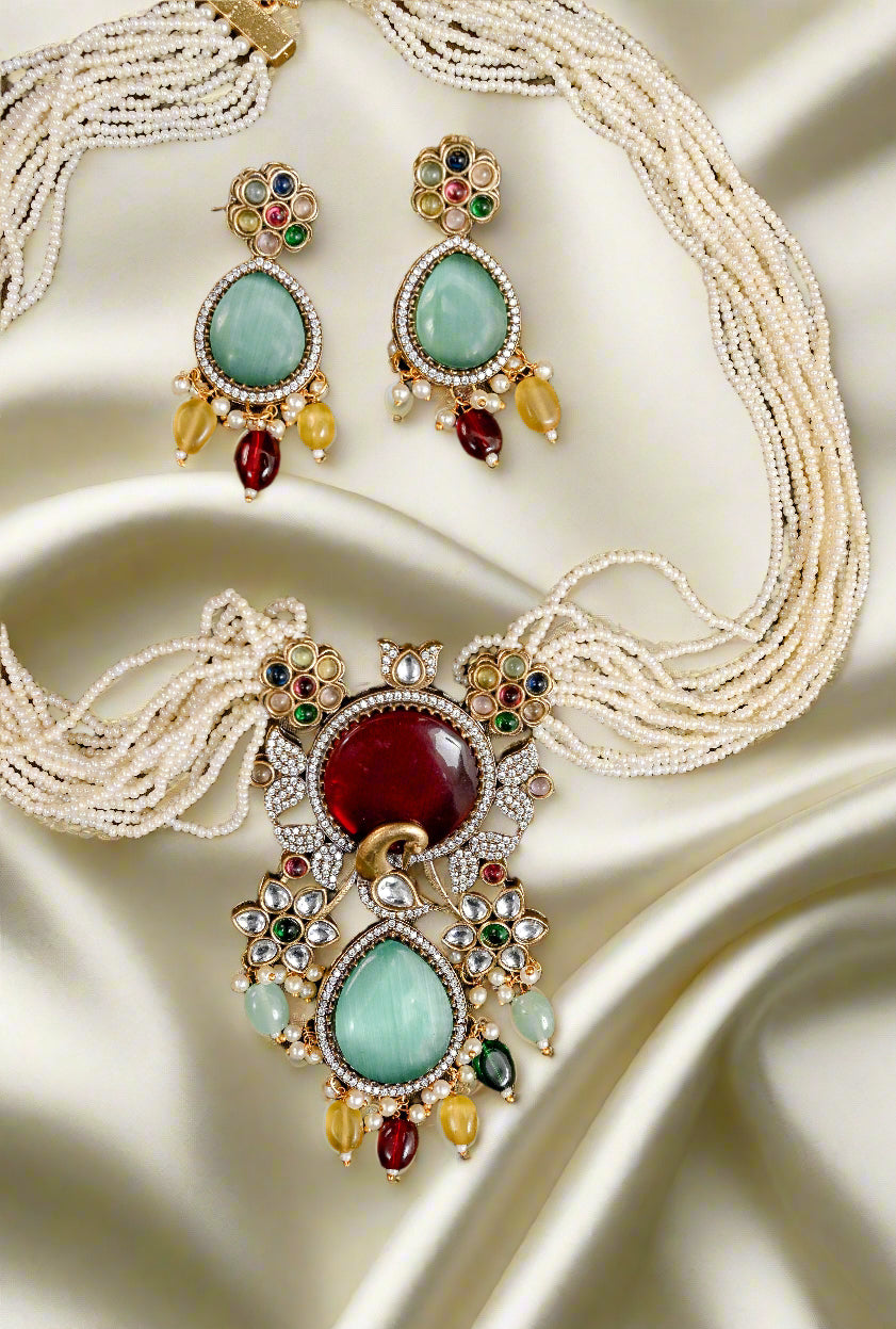 Statement Long Kundan Necklace Set