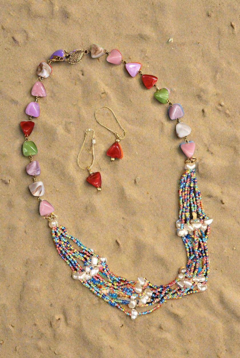 Assorted Beads Multi Stand Necklace Set