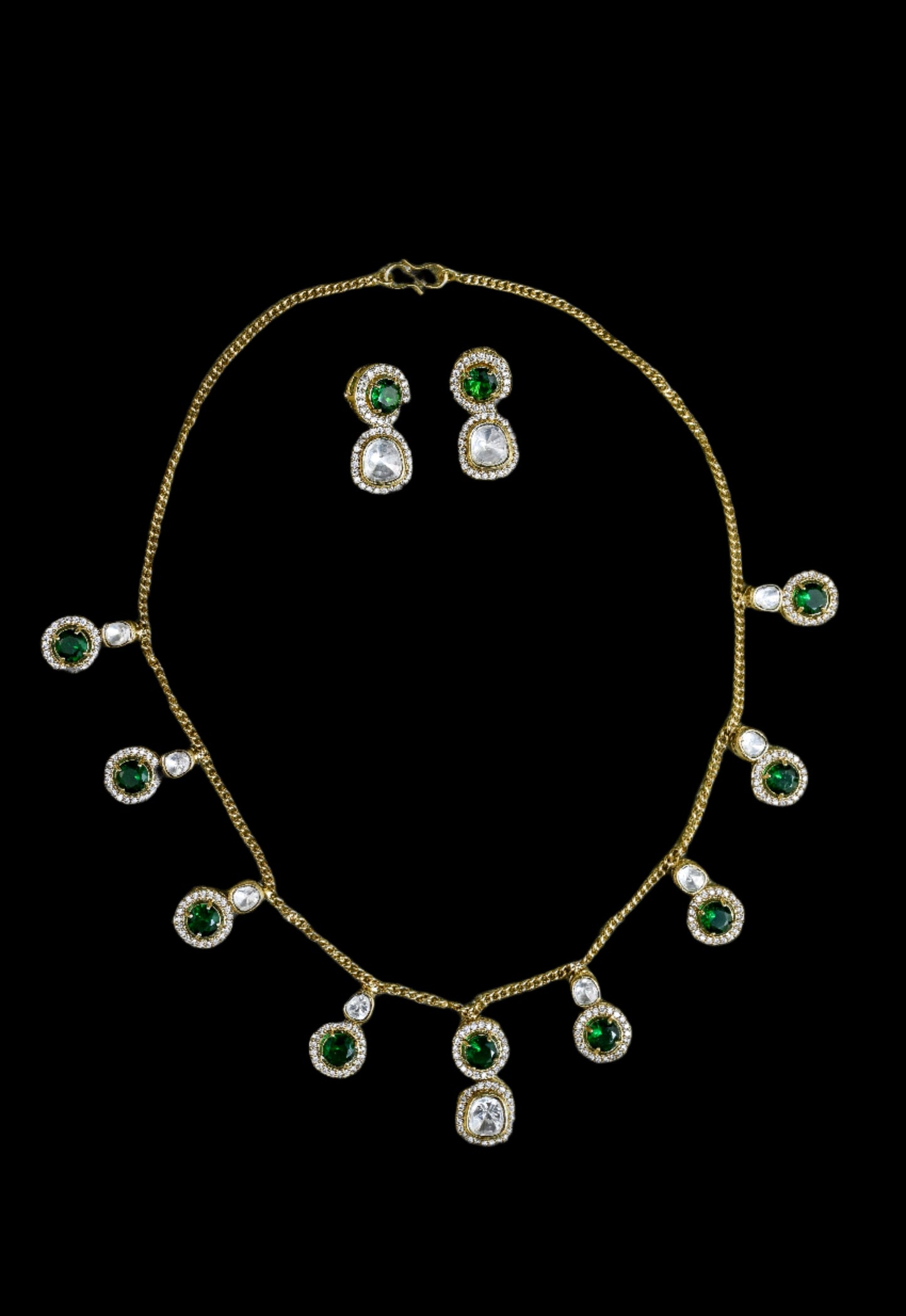 Moissanite CZ Kundan Charm Necklace Set