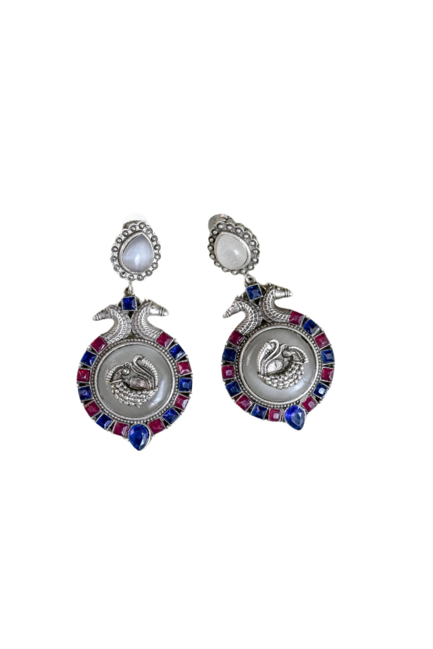 Traditional Silver Moissanite Drop Earrings