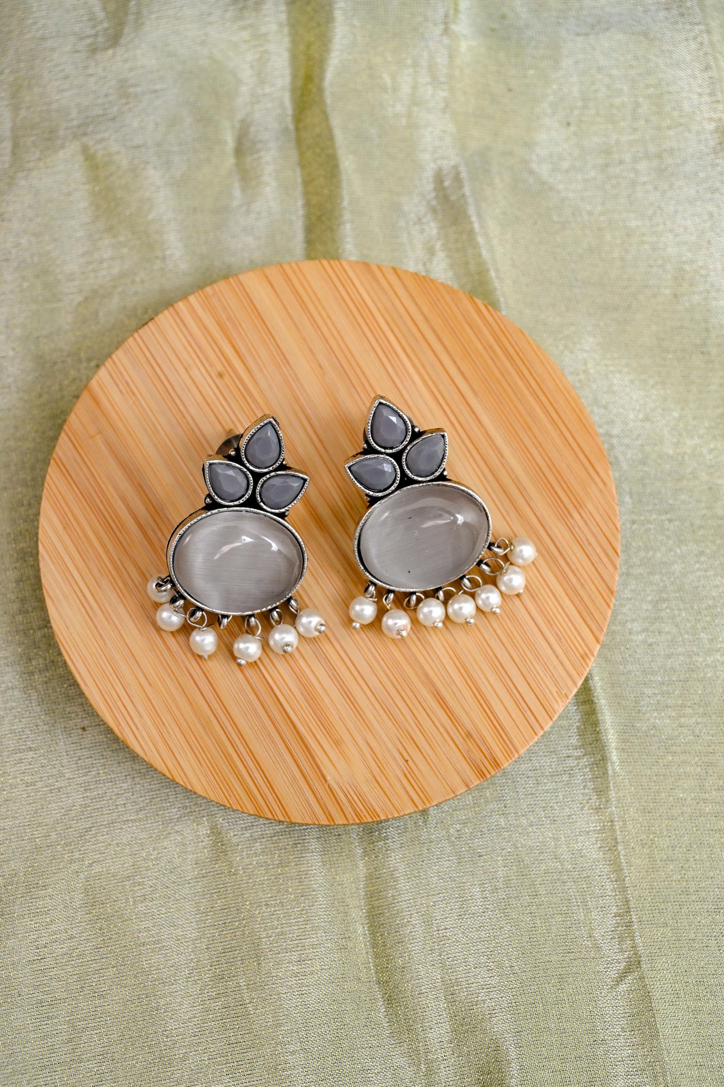 Monalisa Stone Silver Stud Earrings