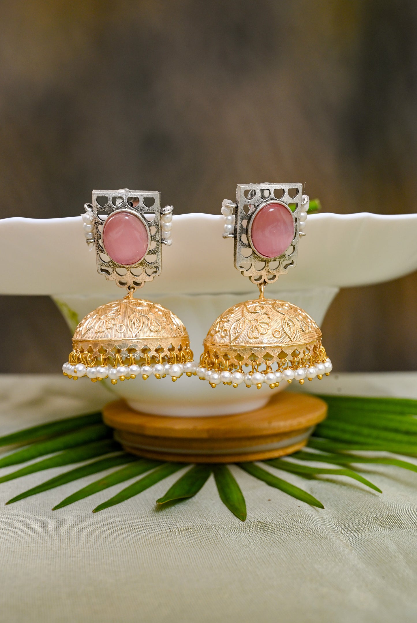 Statement Dual-Tone Anti-Tarnish Jhumkas