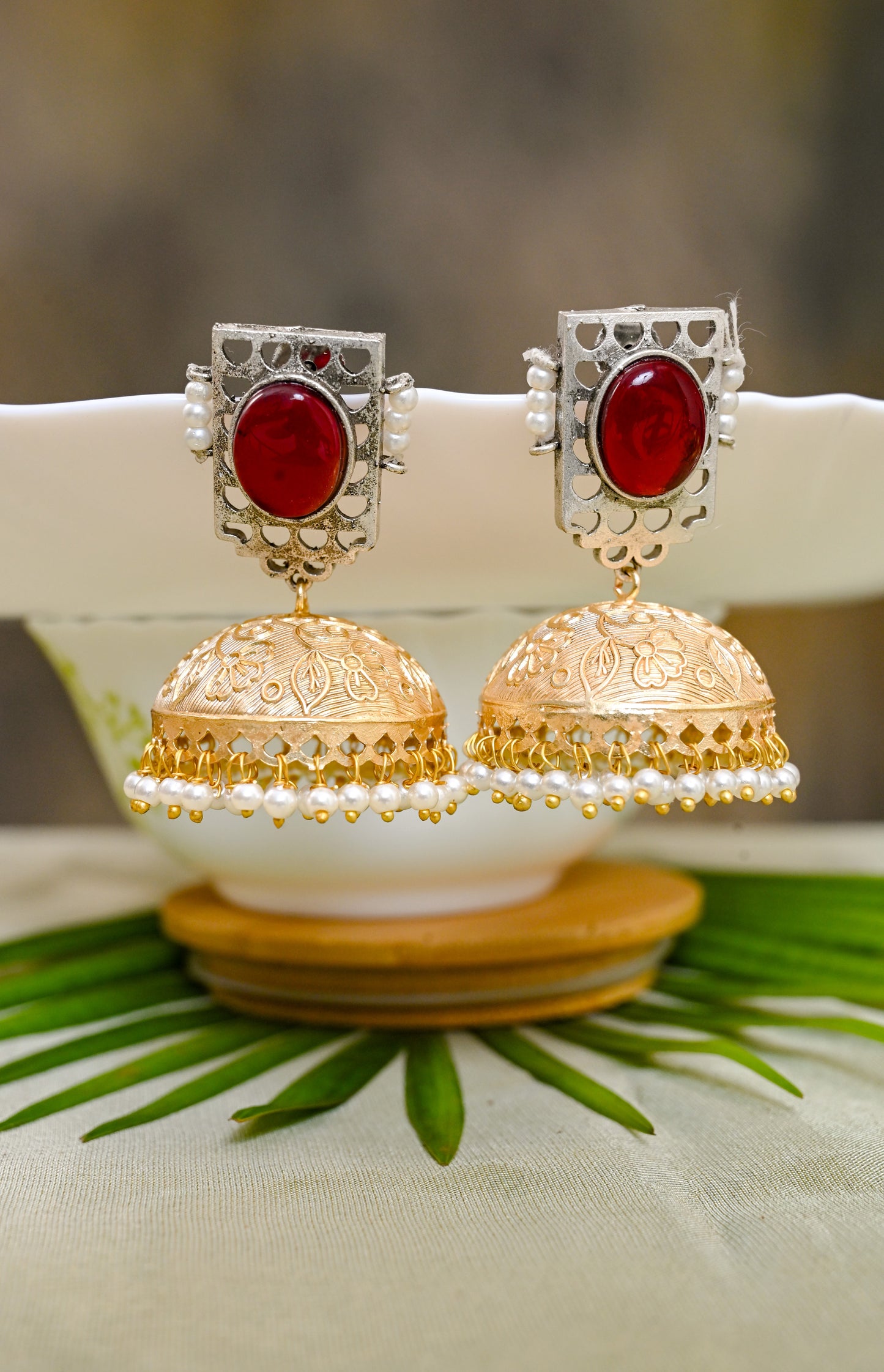 Statement Dual-Tone Anti-Tarnish Jhumkas