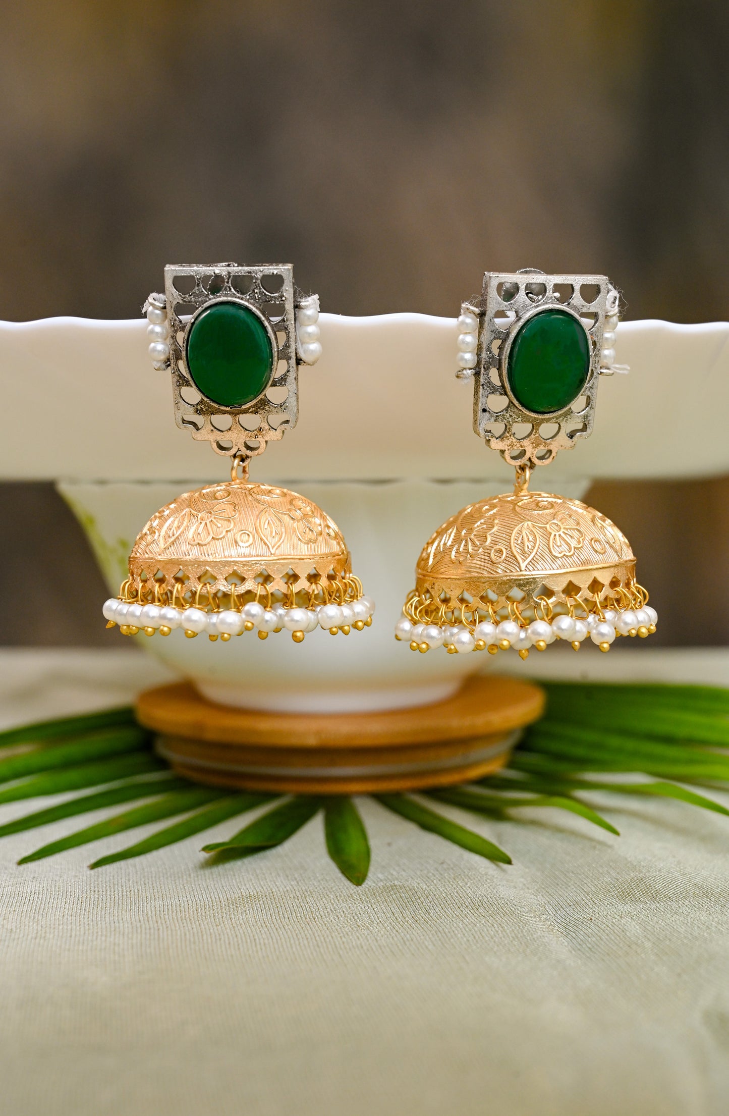 Statement Dual-Tone Anti-Tarnish Jhumkas