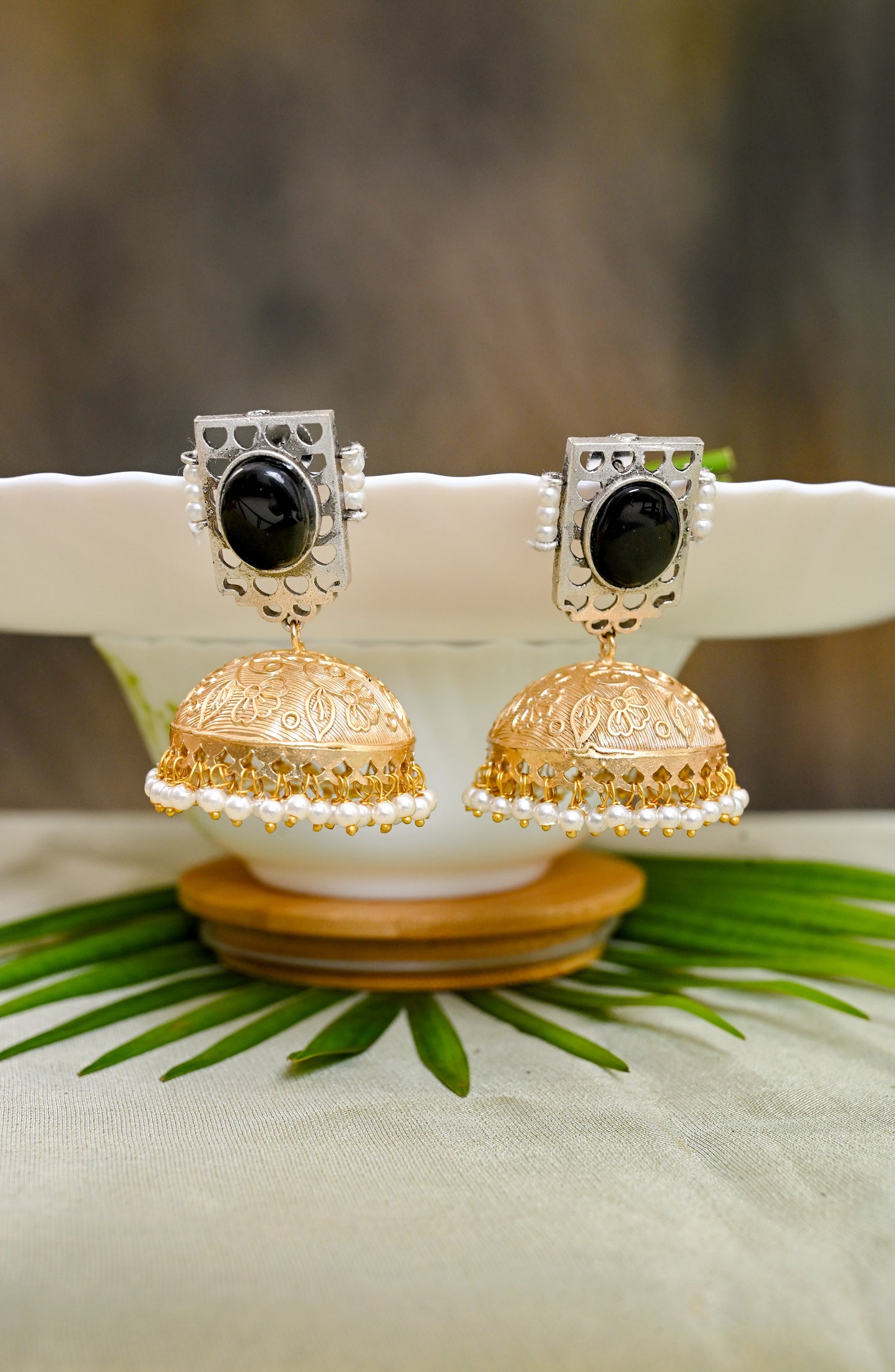 Statement Dual-Tone Anti-Tarnish Jhumkas