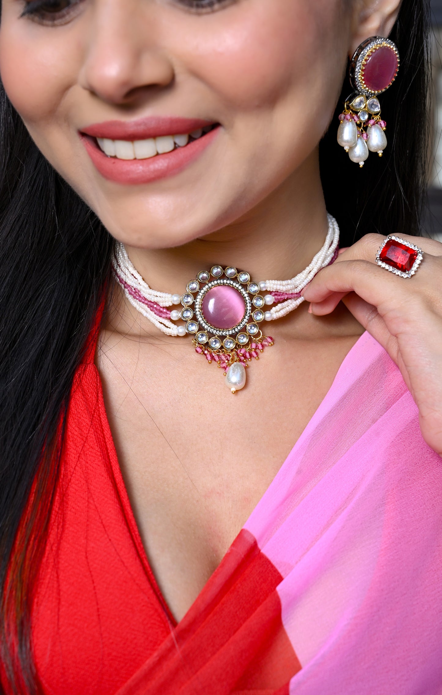Kundan Pearl Classic Tassel Choker