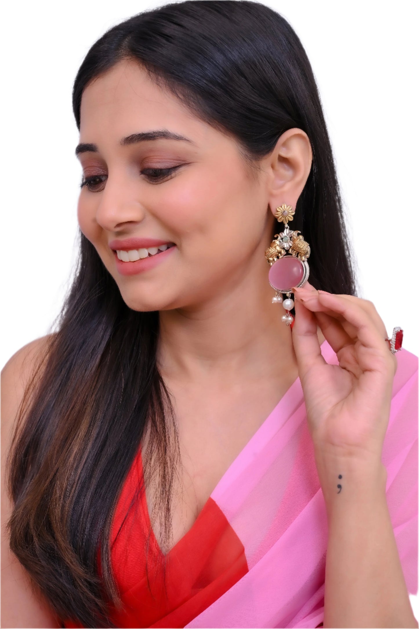 Statement Dual Tone Dangler Earrings