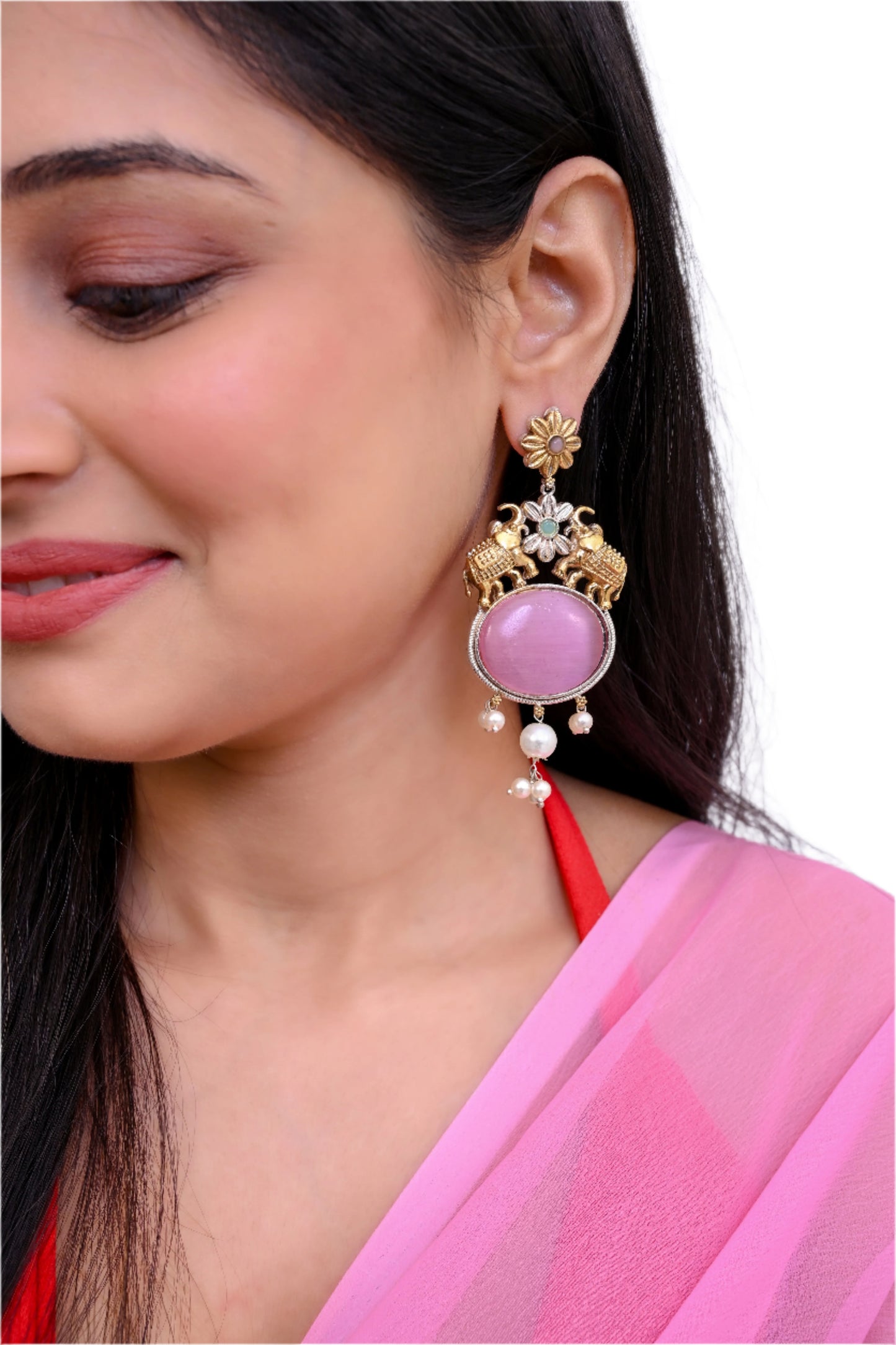 Statement Dual Tone Dangler Earrings