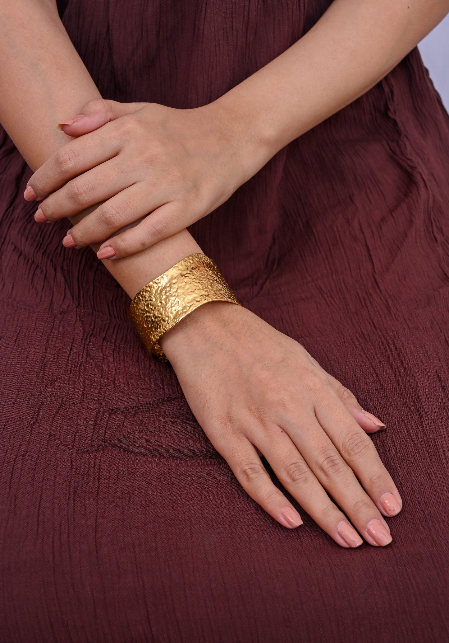 Statement Adjustable Gold Toned Cuff Bracelet
