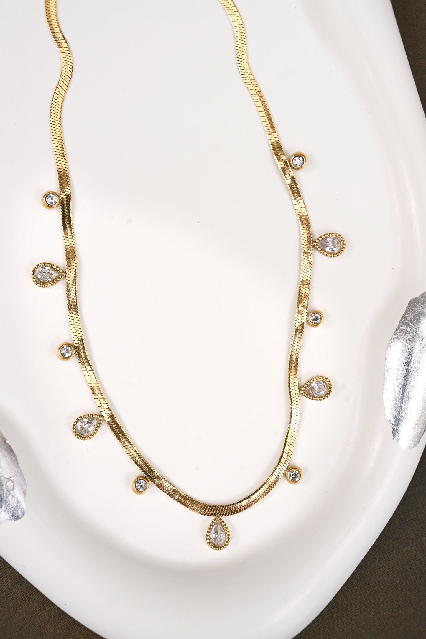 Elegant Gold CZ Studded Charms Chain