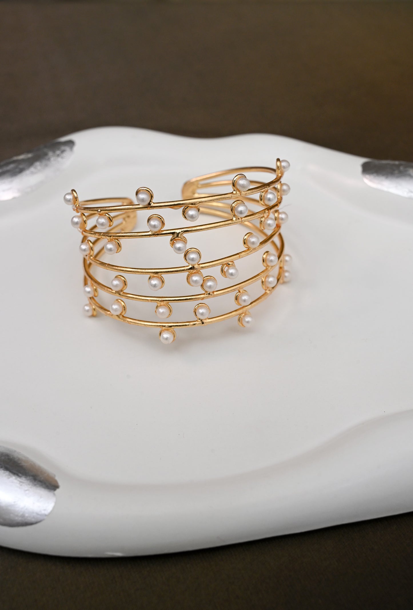 Premium Gold Plated Pearl Beaded Adjustable Bracelet