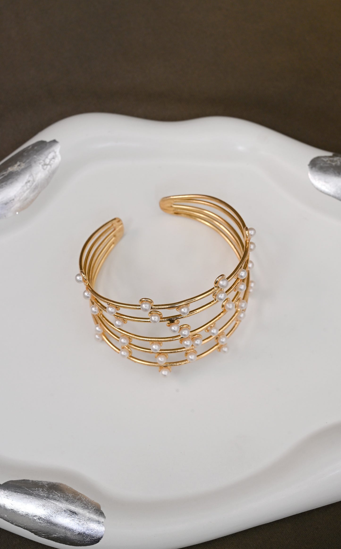 Premium Gold Plated Pearl Beaded Adjustable Bracelet