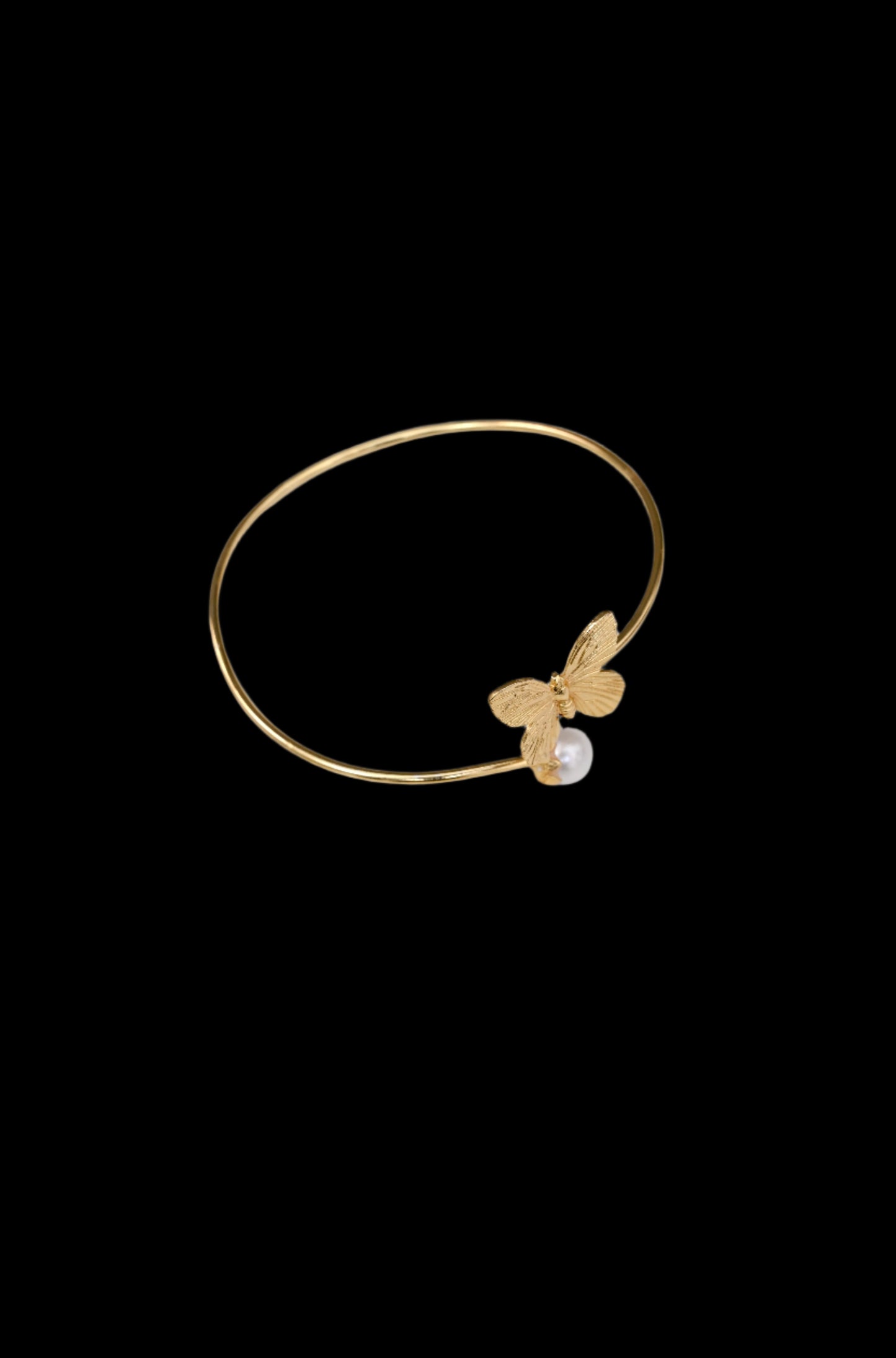 Cute Butterfly Golden Bracelet with Freshwater Pearl