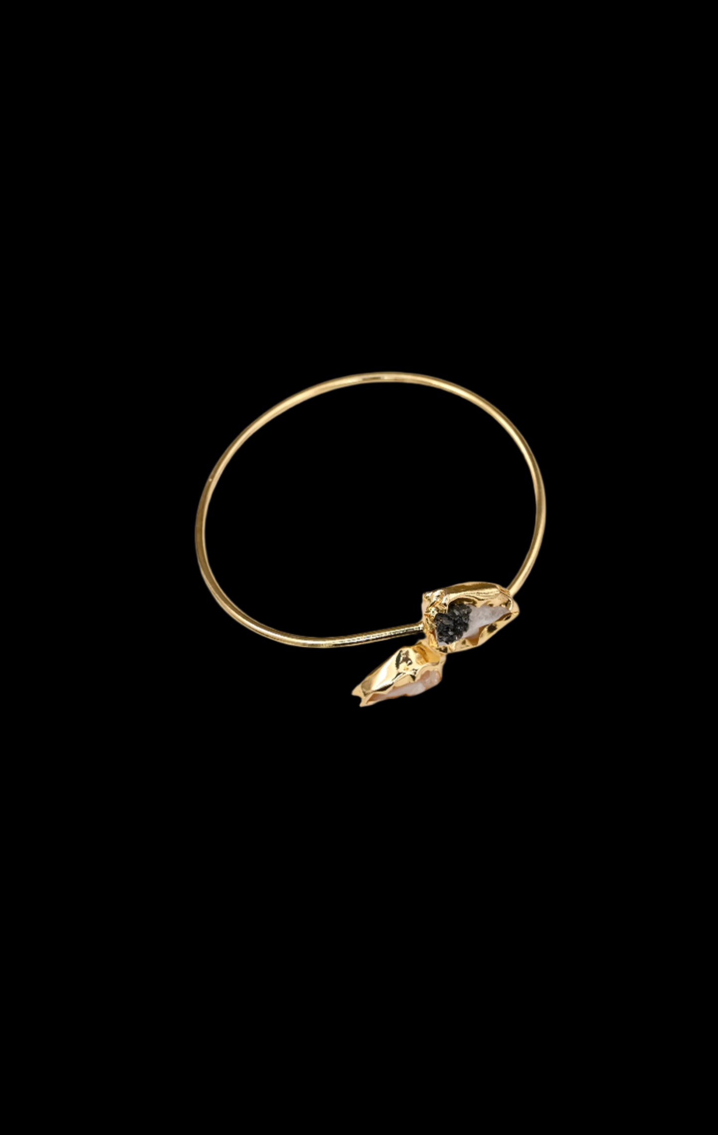 Gold Natural Double Druzy Cuff Bracelet