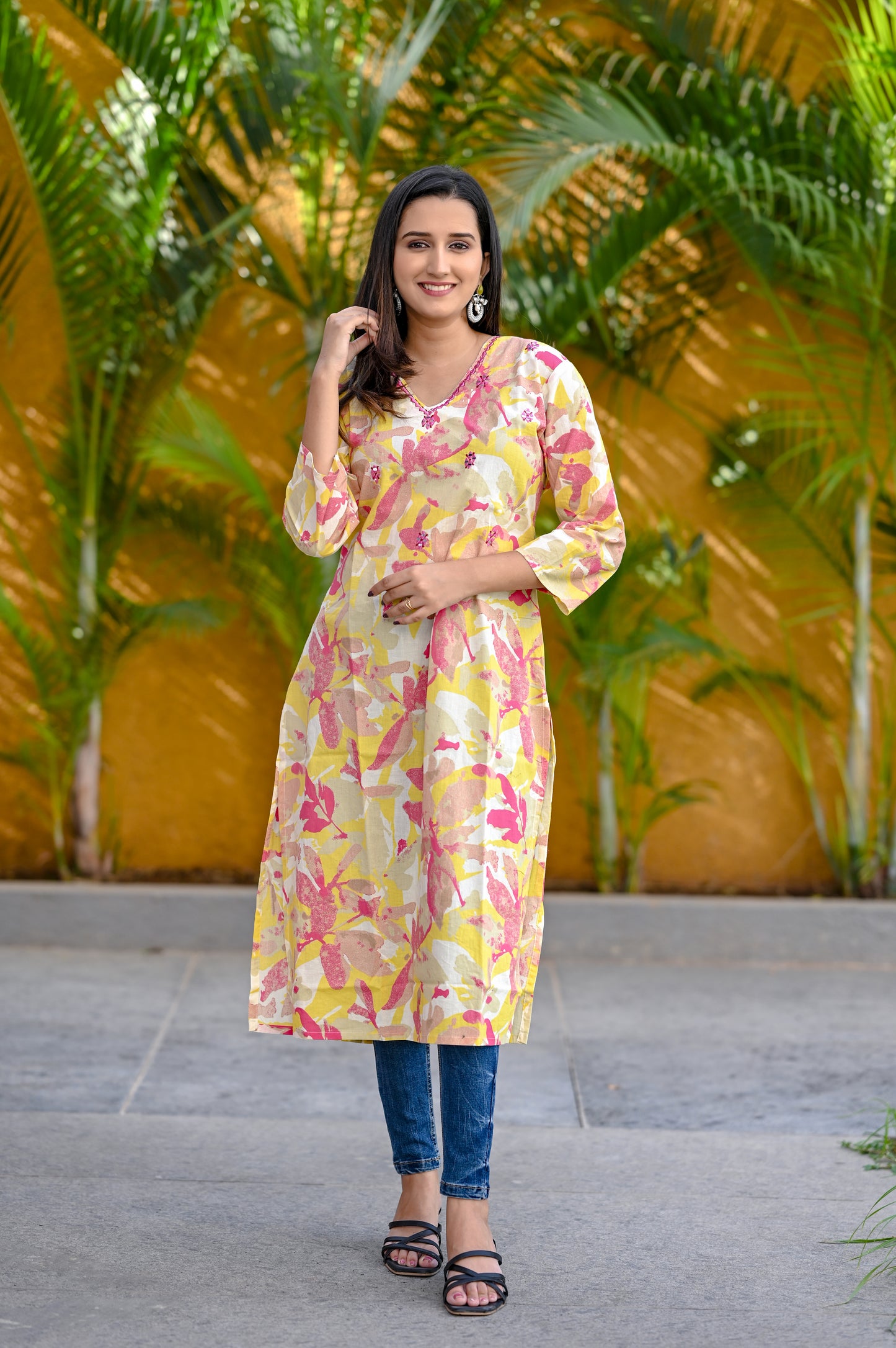 Stunning Multi Color Floral Printed Straight Kurta