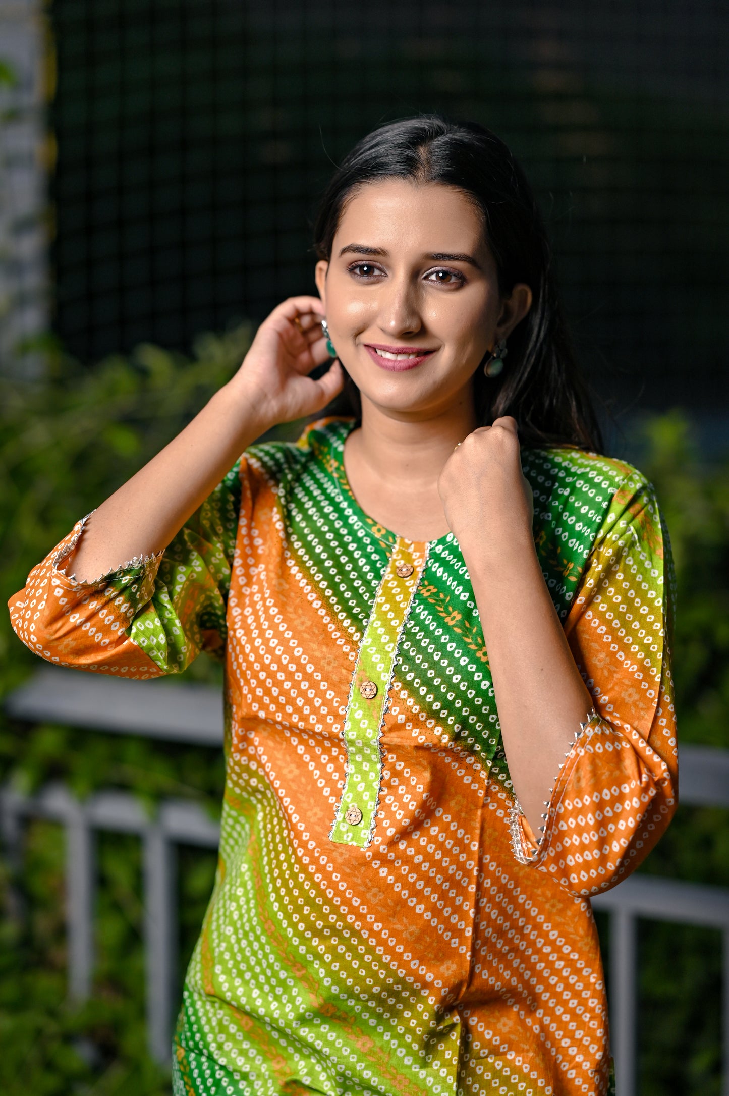 Multicolored Premium Cotton Leheriya Straight Kurta