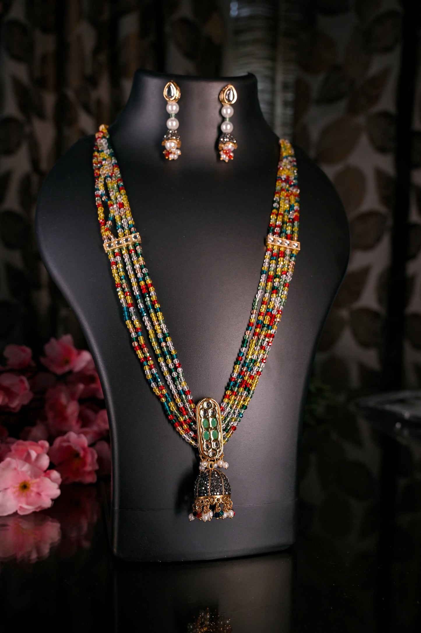 Stunning Gold Plated Multi Sapphire Beaded Necklace Set