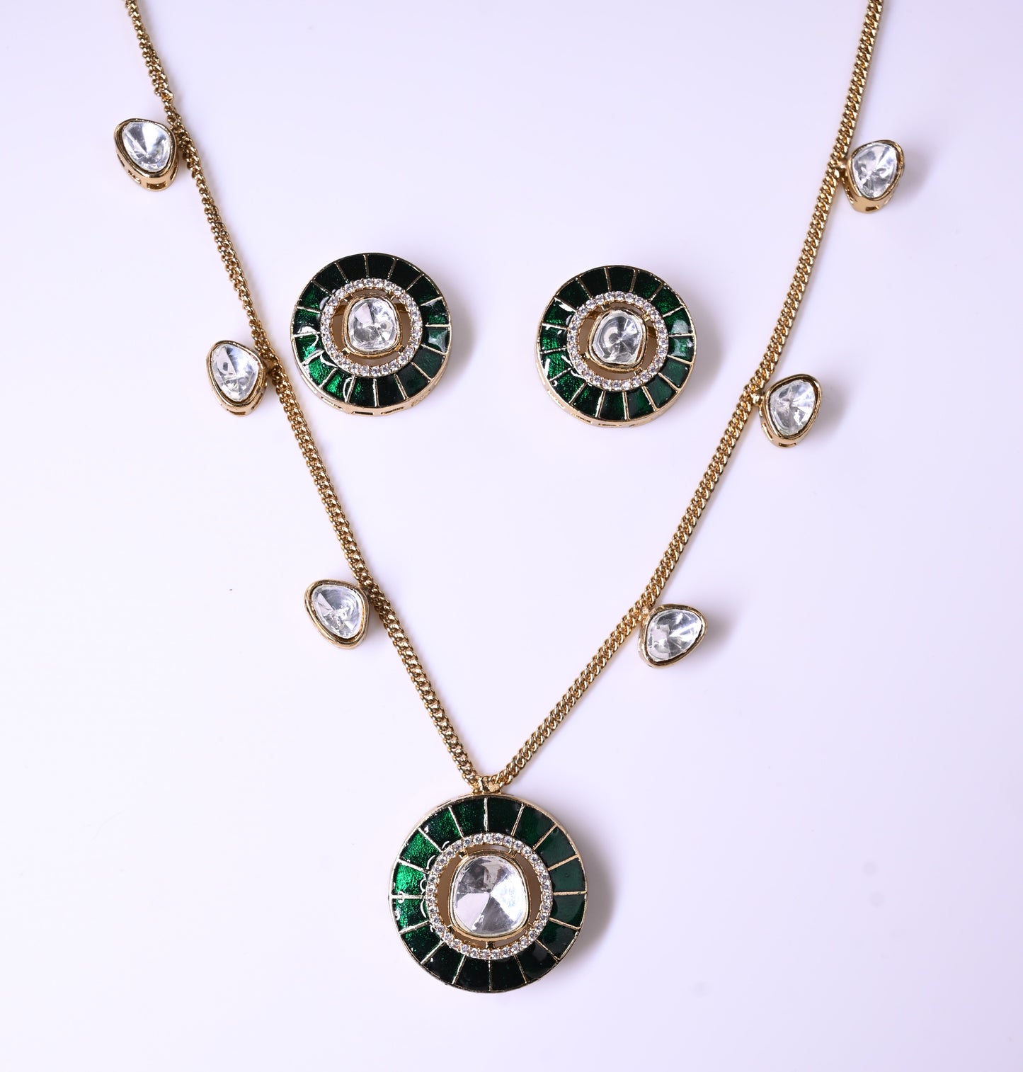 Premium CZ Charm Doublet Necklace Set