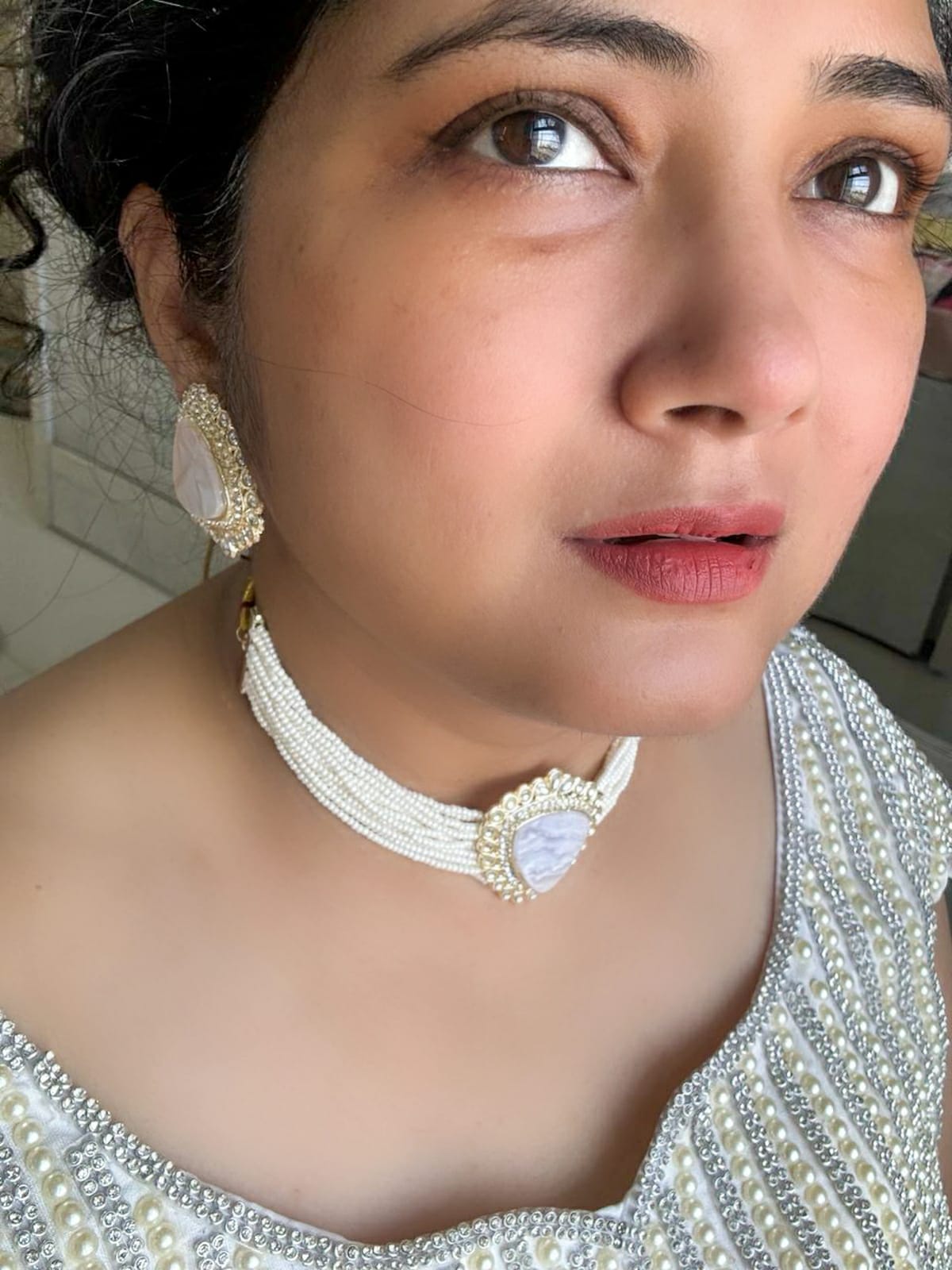 Stunning Mother of Pearl & Other Pearls Beaded Choker Set
