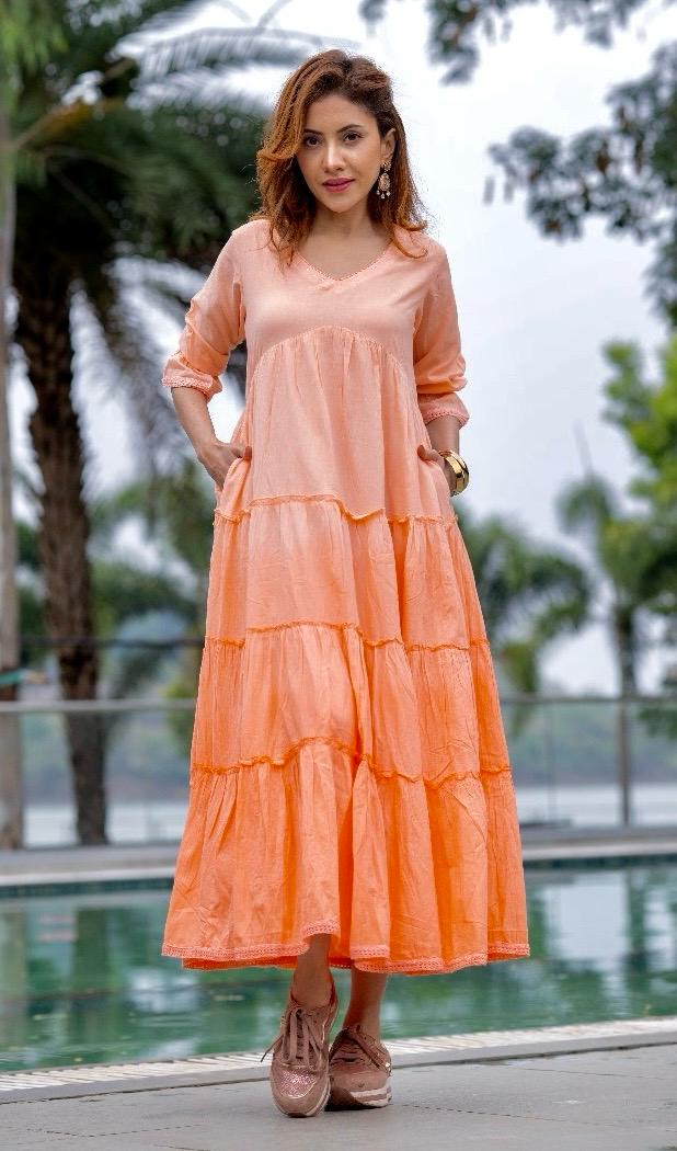 Peach Ombre Premium Cotton Dress