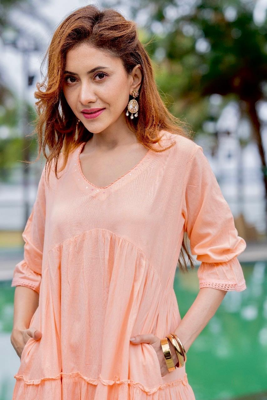 Peach Ombre Premium Cotton Dress