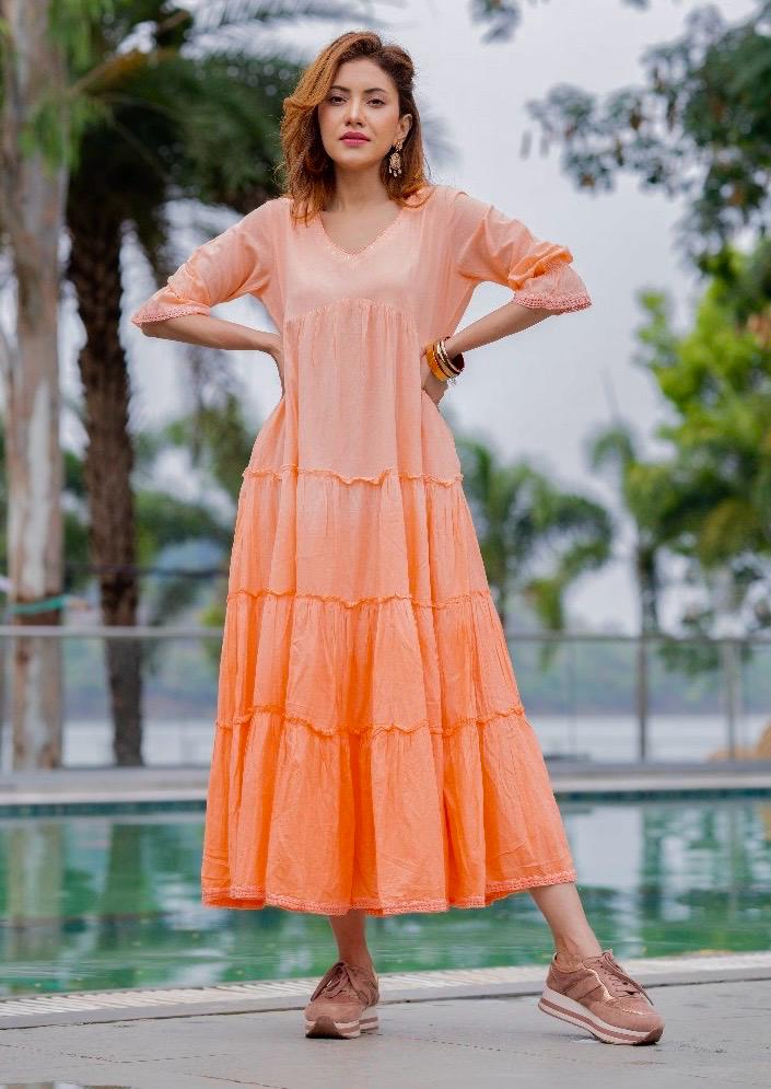 Peach Ombre Premium Cotton Dress