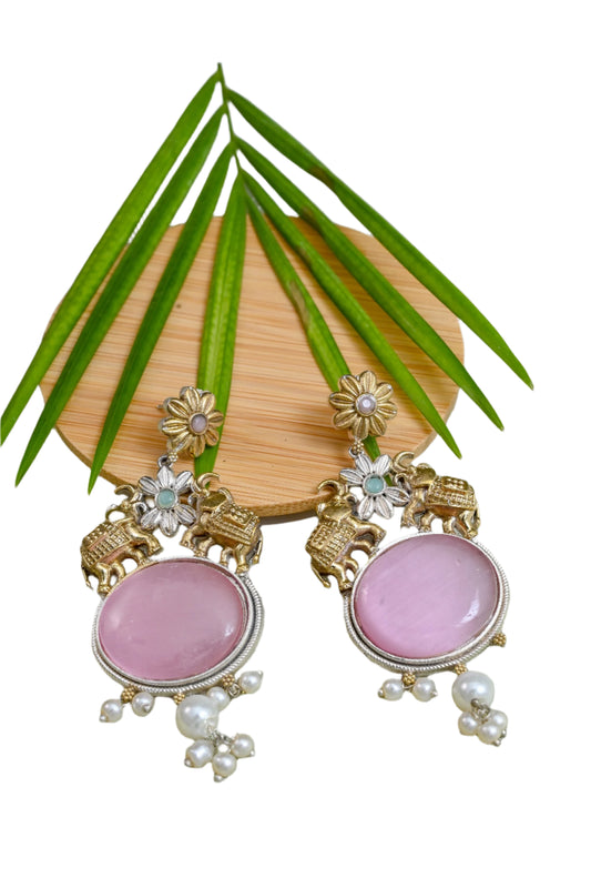 Statement Dual Tone Dangler Earrings
