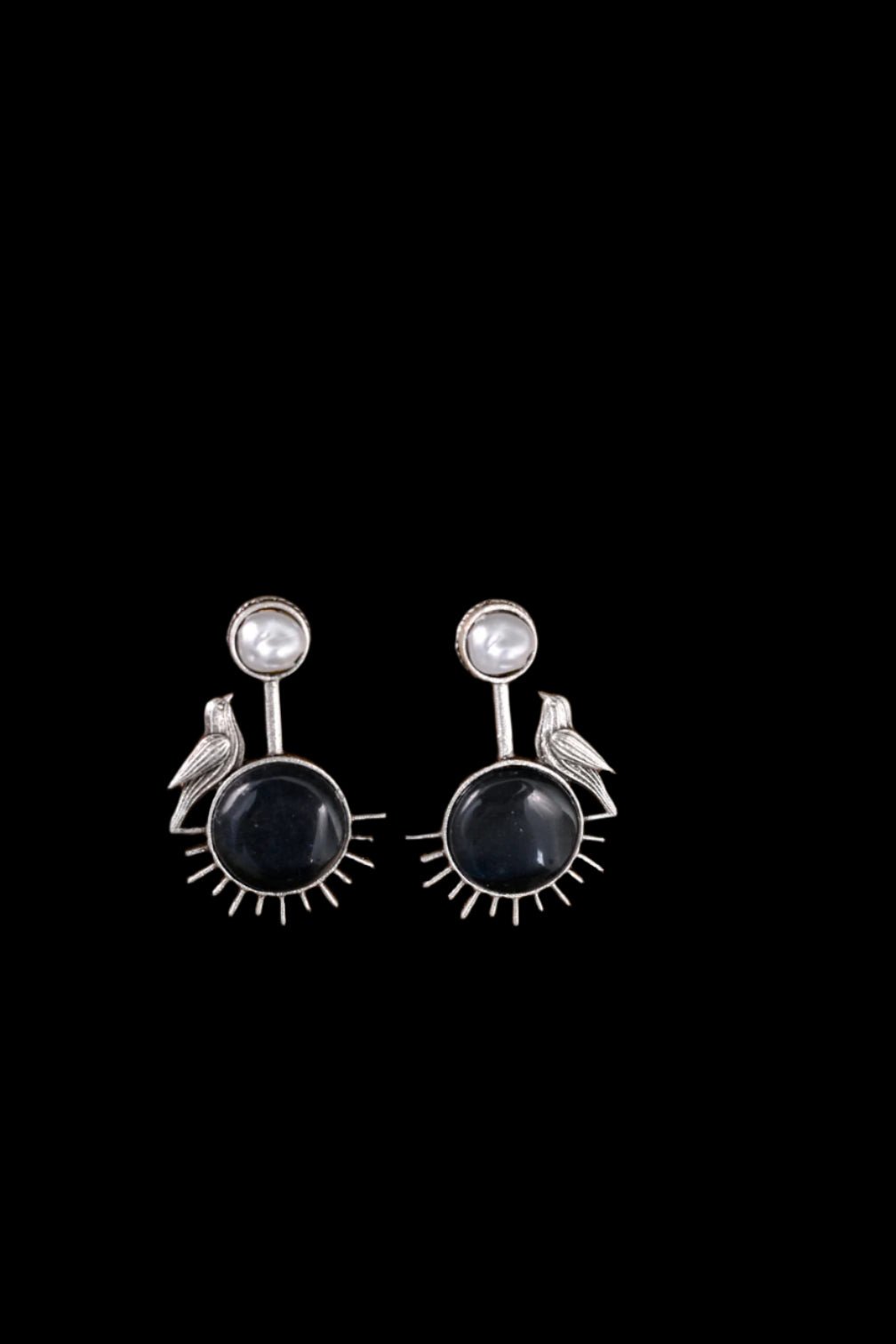 Silver Monalisa Natural Pearl Beaded Dangle Earrings