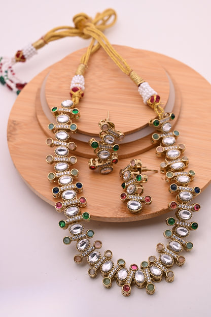Antique Moissanite CZ Statement Necklace Set