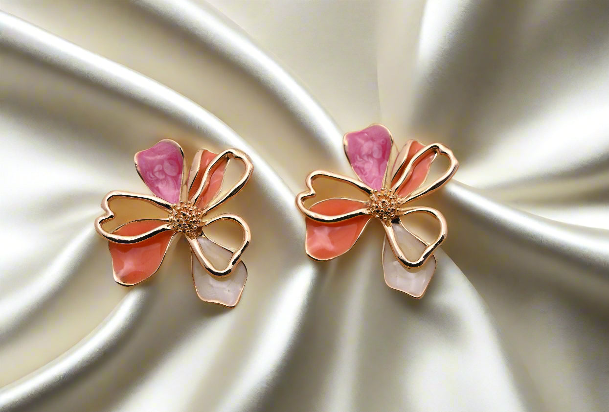 Hypoallergenic Vibrant Enamel Floral Earrings