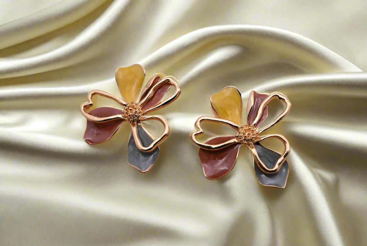 Hypoallergenic Vibrant Enamel Floral Earrings
