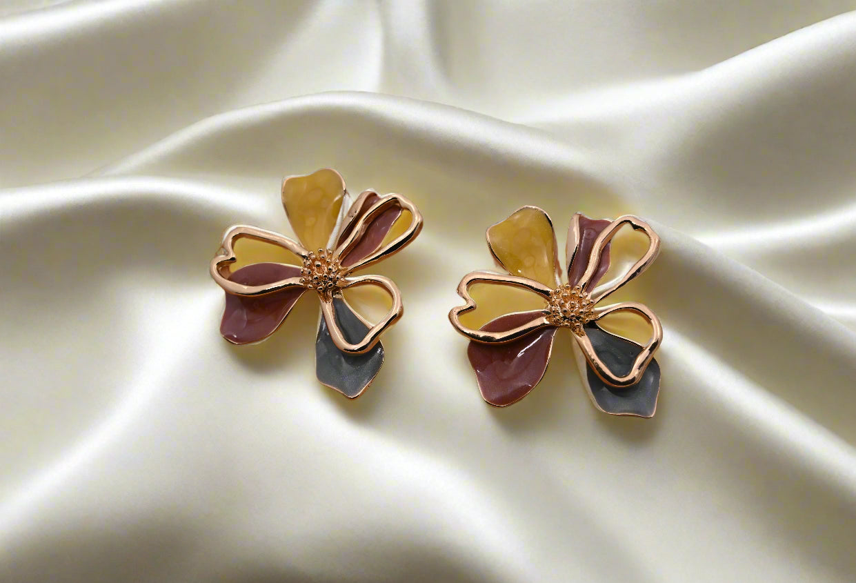 Hypoallergenic Vibrant Enamel Floral Earrings