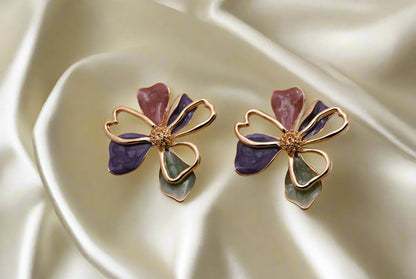 Hypoallergenic Vibrant Enamel Floral Earrings