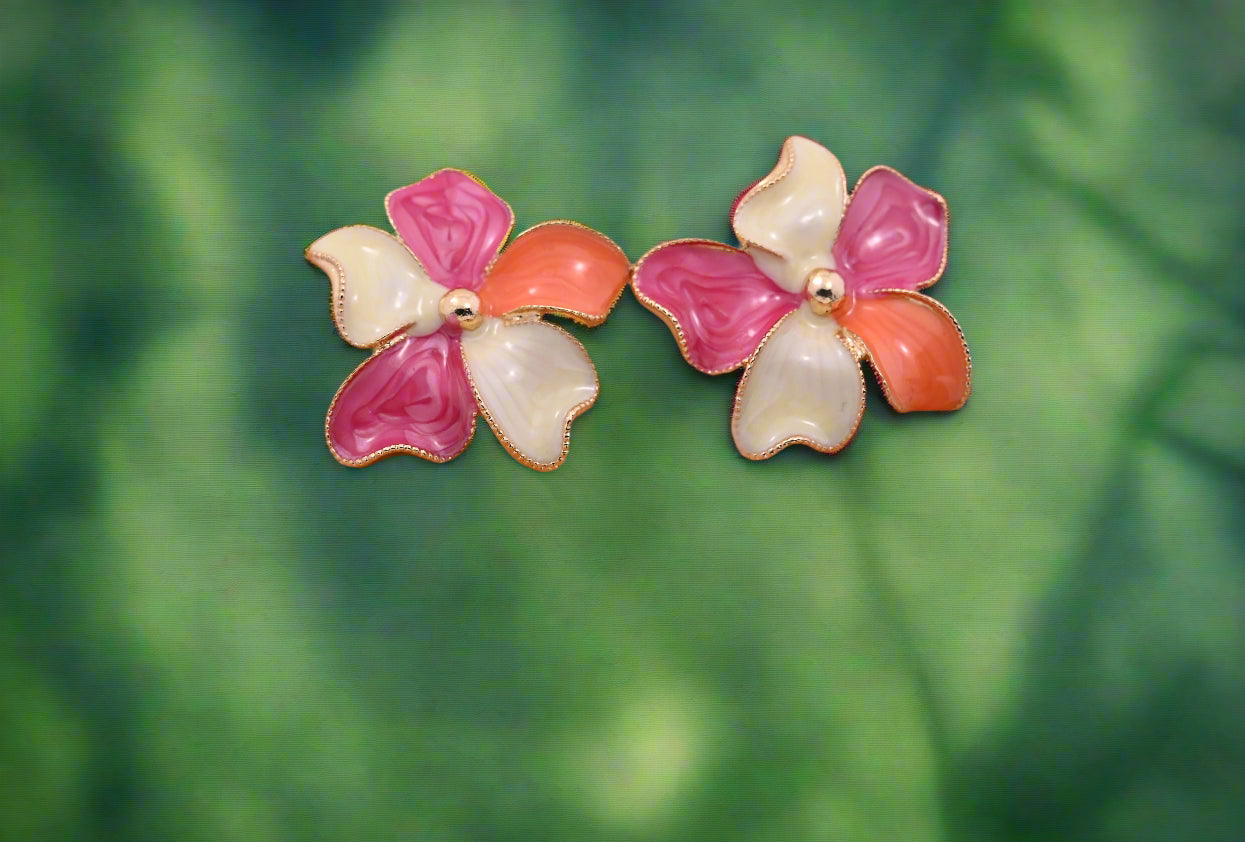 Hypoallergenic Vibrant Enamel Floral Stud Earrings