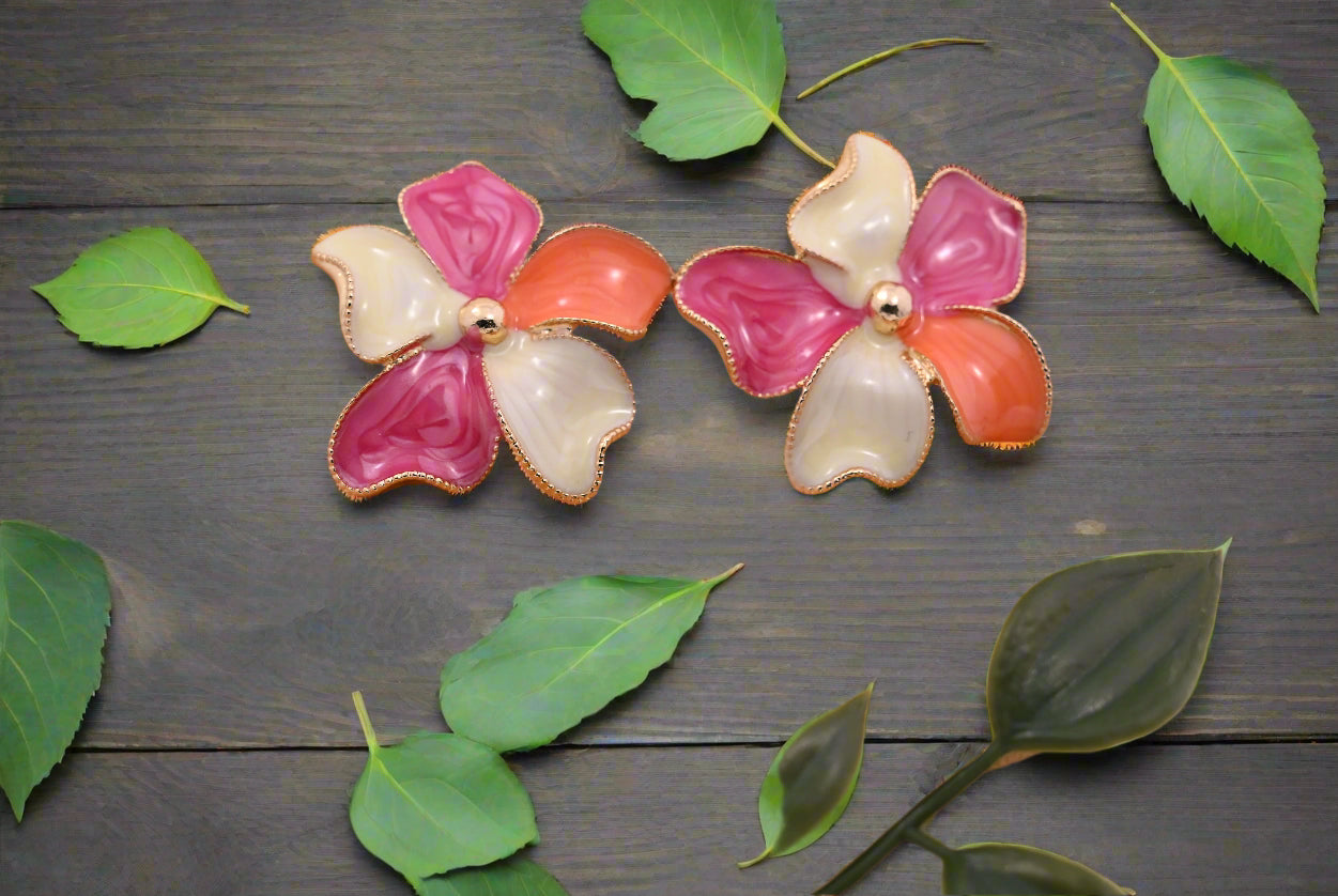 Hypoallergenic Vibrant Enamel Floral Stud Earrings