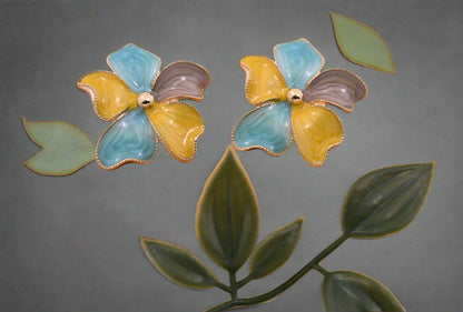 Hypoallergenic Vibrant Enamel Floral Stud Earrings