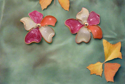 Hypoallergenic Vibrant Enamel Floral Stud Earrings
