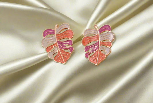 Hypoallergenic Vibrant Enamel Leaf Earrings