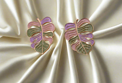 Hypoallergenic Vibrant Enamel Leaf Earrings