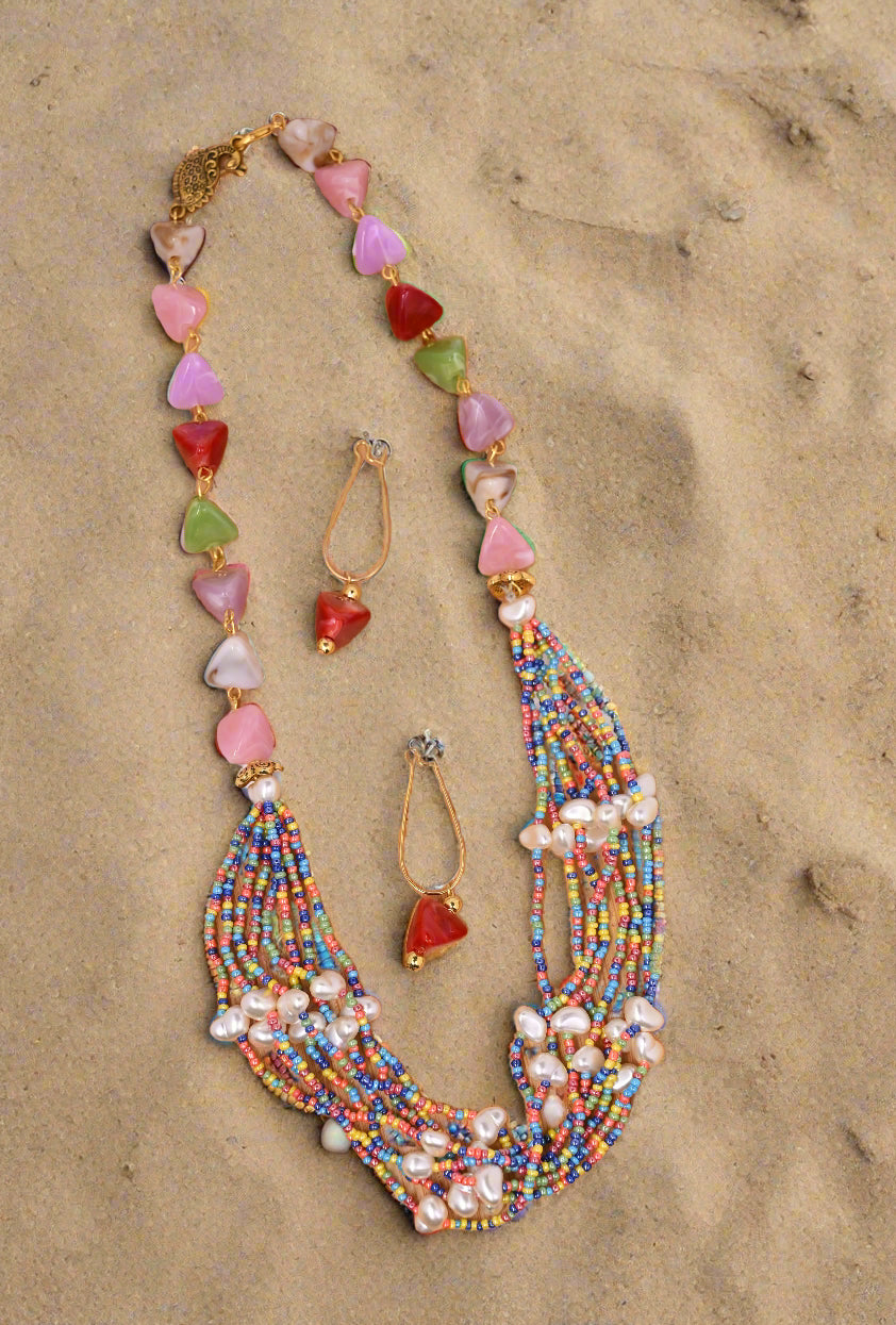 Assorted Beads Multi Stand Necklace Set